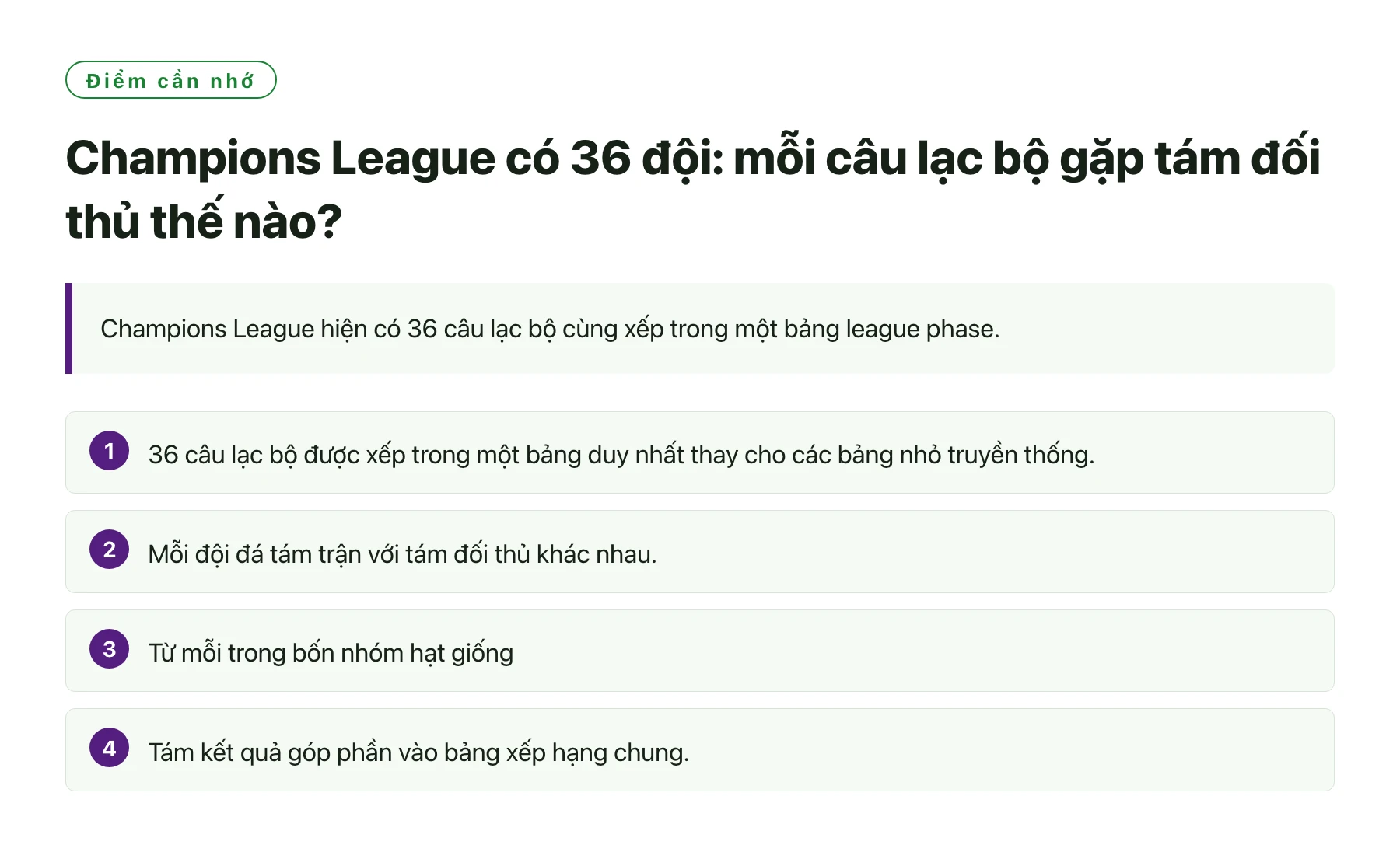 Champions League có 36 đội: mỗi câu lạc bộ gặp tám đối thủ thế nào?——全文要点速览